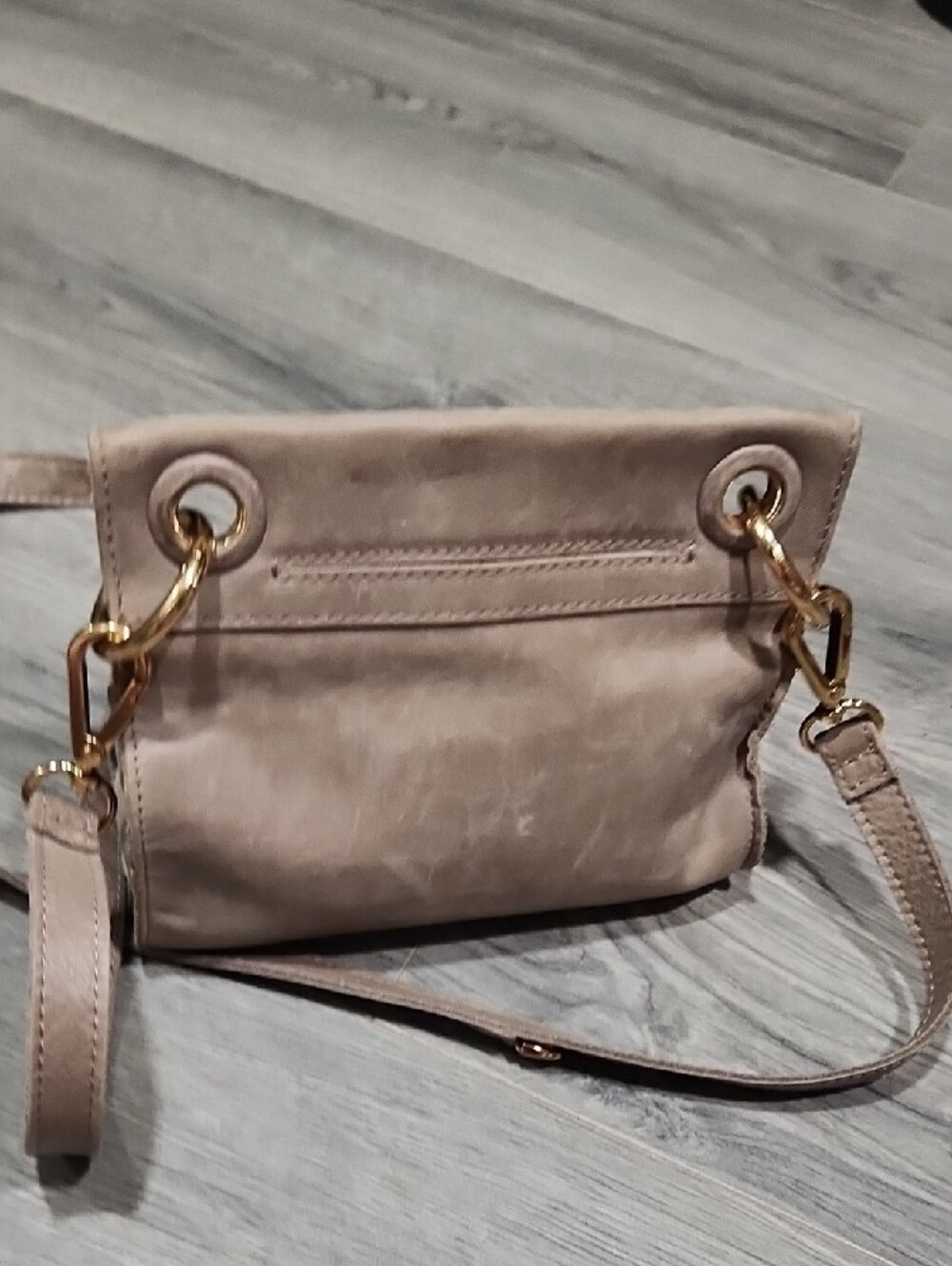 Hammitt Taupe Suede Crossbody with Gold Hardware - Picture 5 of 8